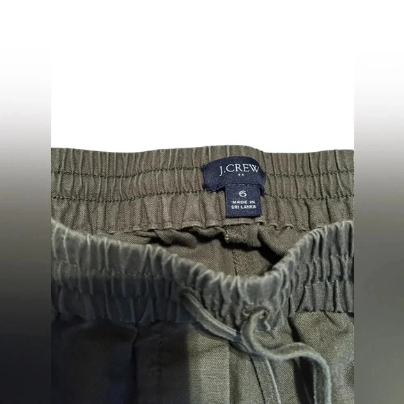 J.Crew Women Linen Blend Pants Green Size 6 Cropped Cuffed Hems BOHO Comfy - Picture 3 of 5
